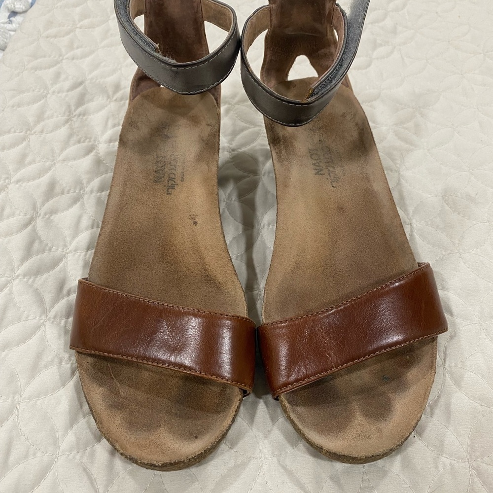 Naot Brown Sandals with Gentle-rise Sole and Ankle Straps